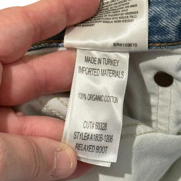 AGOLDE Relaxed Boot Jeans in Curio Size 25 Mid Rise Raw Hem Button Fly - Picture 8 of 13